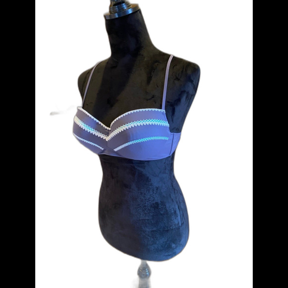 Shade & Shore Gray & Turquoise 34C Underwire Bikini Top CUTE! - Picture 3 of 6